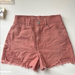 American Eagle Outfitters Pink Jean Shorts Frayed Hem